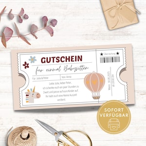 DIY-voucher voor oppassen, kinderopvangvoucher, Canva-vouchersjabloon voor ouderschapsverlof