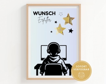 Money gift for gamers, gaming money gift, template for gamer gifts, A4 PDF