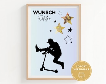 Cupón de scooter para imprimir, regalo de scooter eléctrico, descarga de regalo en efectivo como idea de regalo DIY, plantilla PDF A4