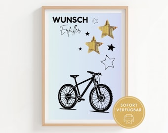 Bicycle money gift digital, bicycle voucher to print yourself, gift money craft with A4 PDF template