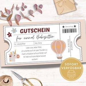 Voucher na opiekę nad dzieckiem do rozdania, voucher na urlop rodzicielski do wydrukowania, szablon vouchera na opiekę nad dzieckiem jako pomysł na prezent dla rodziców