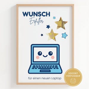 Presentkort på en bärbar dator eller anteckningsbok som present, utskrivbar A4 PDF-mall för nedladdning