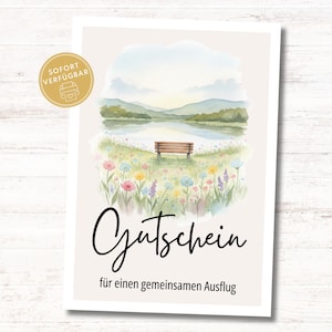 Printable excursion voucher, family excursion gift PDF, A6 day trip voucher template for download