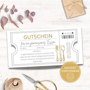 外食用のギフト券、印刷可能なレストランギフト券、友人への贈り物に最適なデジタルバウチャーテンプレート