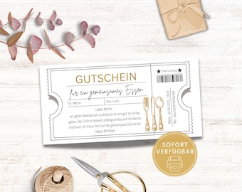 Gift vouchers for dining out, printable restaurant gift vouchers, digital voucher templates as a gift idea for a friend