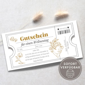 Bon pour une journée bien-être, bon spa en guise de surprise pour votre partenaire, cadeau bien-être pour femme, bon cadeau à imprimer