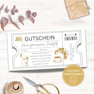 Breakfast voucher as a gift, breakfast voucher template, breakfast invitation, gift ideas for girlfriends, mom, sister