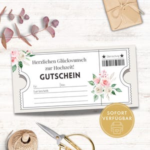 Gutschein Hochzeit personalisiert, individueller Gutschein zur Hochzeit, Canva Vorlage für Hochzeitsgutschein