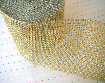 2 FEET LONG Mesh Wrap Trim Faux Rhinestones DESTASH Wide Coral Plastic Diamond Mesh Roll 4 12 Wide