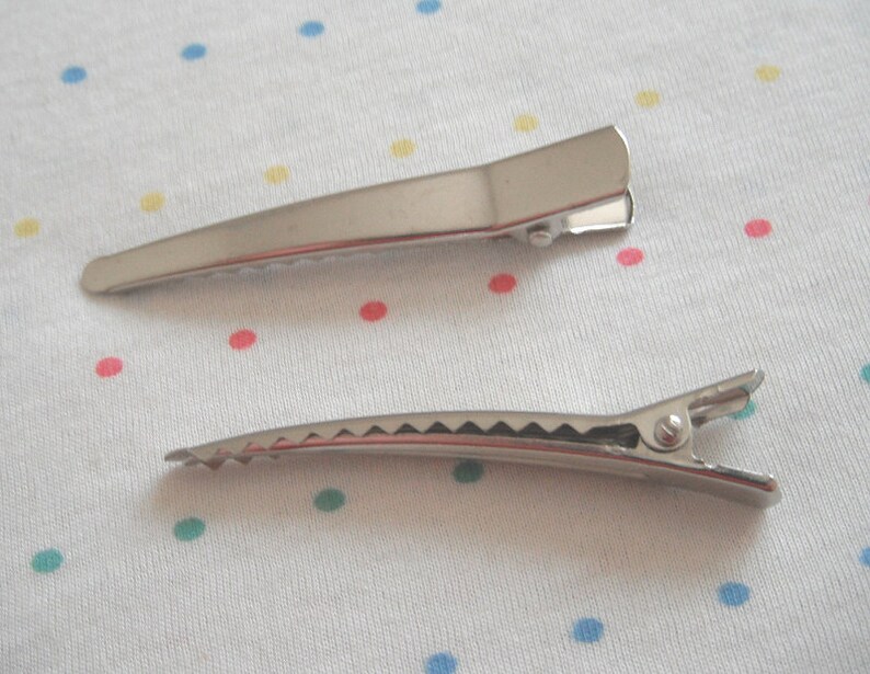 Flat Back Silver Alligator Metal Hair Clips Large Size 60 mm Wide 10
