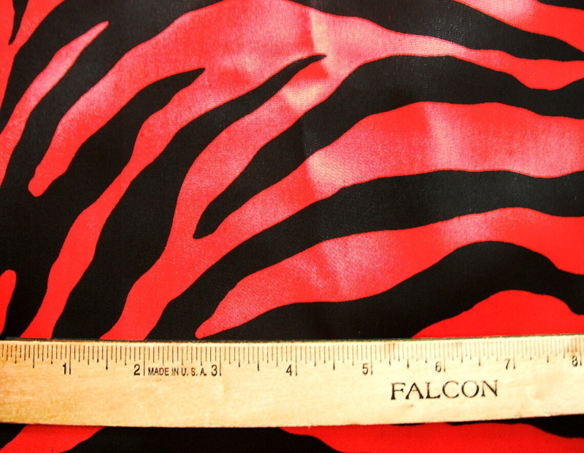 Red and Black Zebra Print Satin Lining Fabric Sample Size Etsy