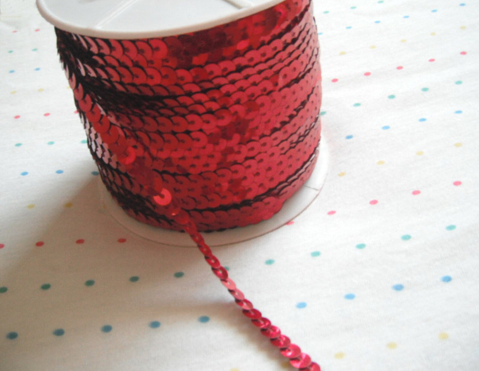 Red Sequin Trim 6 Mm 5 Yards Etsy