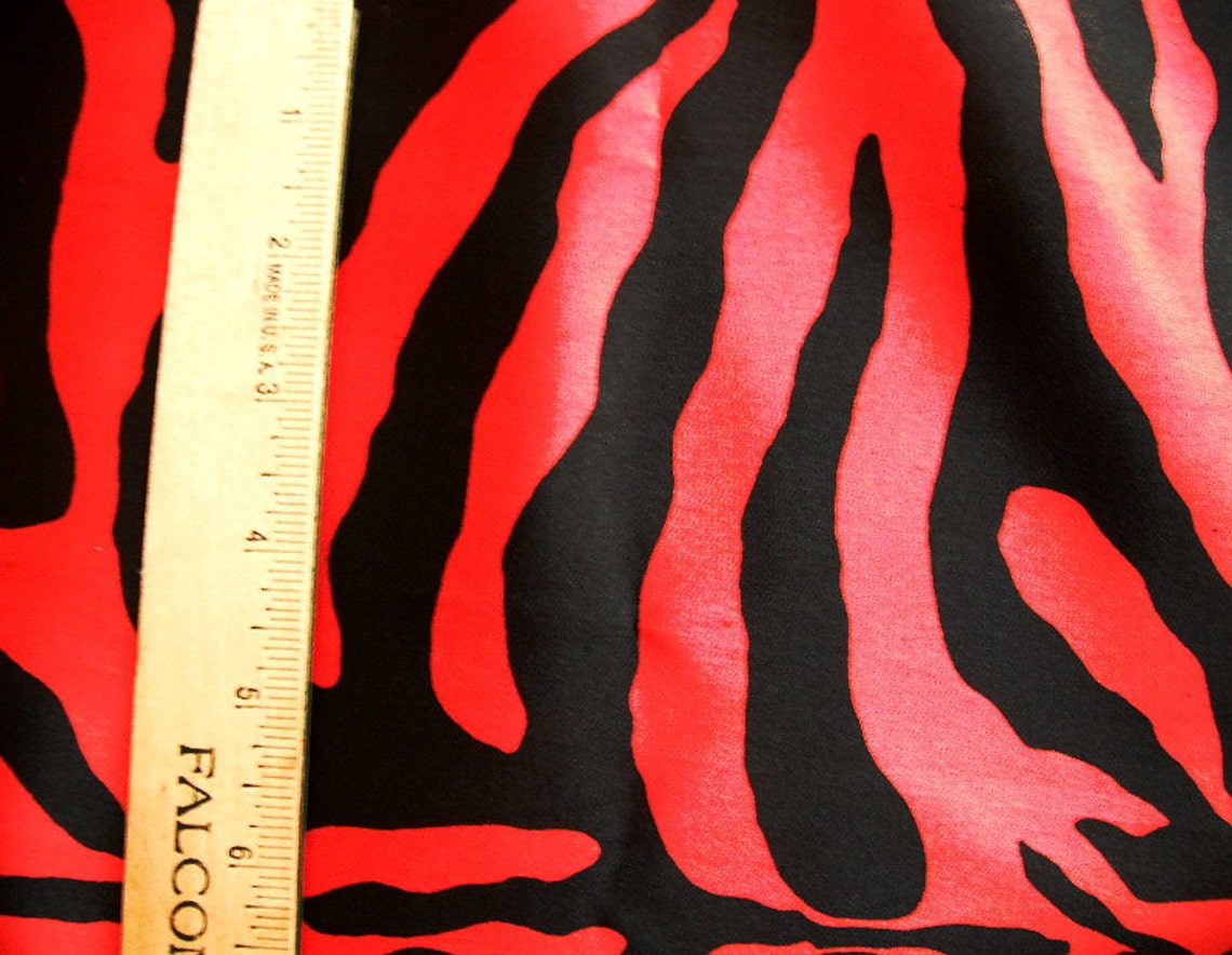 Red and Black Zebra Print Satin Lining Fabric Sample Size Etsy