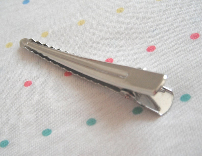 Flat Back Silver Alligator Metal Hair Clips Large Size 60 mm Wide 10