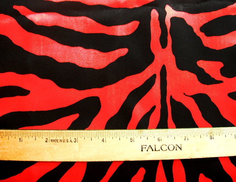 Red and Black Zebra Print Satin Lining Fabric Sample Size Etsy