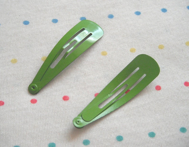 Lime Green Enamel Hair Clips Metal Hair Clips Snap Clips 48 Etsy