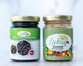 De Lakay-set | Djondjon en Piman| Authentieke Haïtiaanse zwarte djon-djonpaddenstoel|Biologische djondjon | Zwarte paddenstoel voor Haïtiaanse zwarte rijst