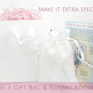 Personalized Girls Baptism First Holy Communion Rosary: White Pearls with Sterling Silver Letter Beads image 5