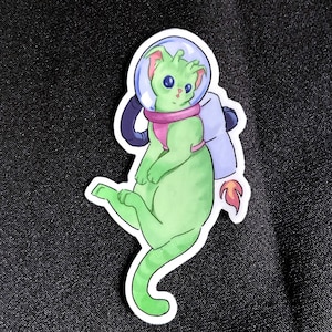 Cute Jetpack Alien Cat | Die cut Sticker