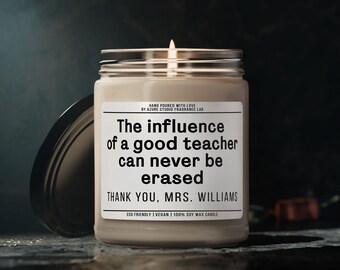 Teacher Appreciation Candle Personalised Best Teacher Gift Scented Candle, Candle Gift for Teacher, Mentor, Coach, Instructor