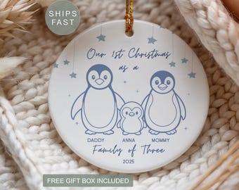 Custom Family Of Three Ornament Family Of Three First Christmas Ornament First Christmas Family Of 3 Ornament Personalized Family Of Three