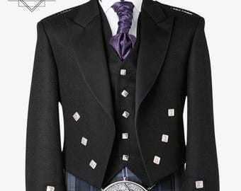 Men's Prince Charlie Kilt Jacket With 5 Button Vest Scottish Wedding Kilt Jacket Customised Jacket - Chest Sizes 34" - 54"