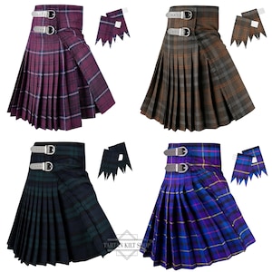 Schottischer 8-Yard-Kilt für Herren mit passenden Blitzen Traditionelle Highland Tartan Kilts Erhältlich in mehr als 50 Tartans
