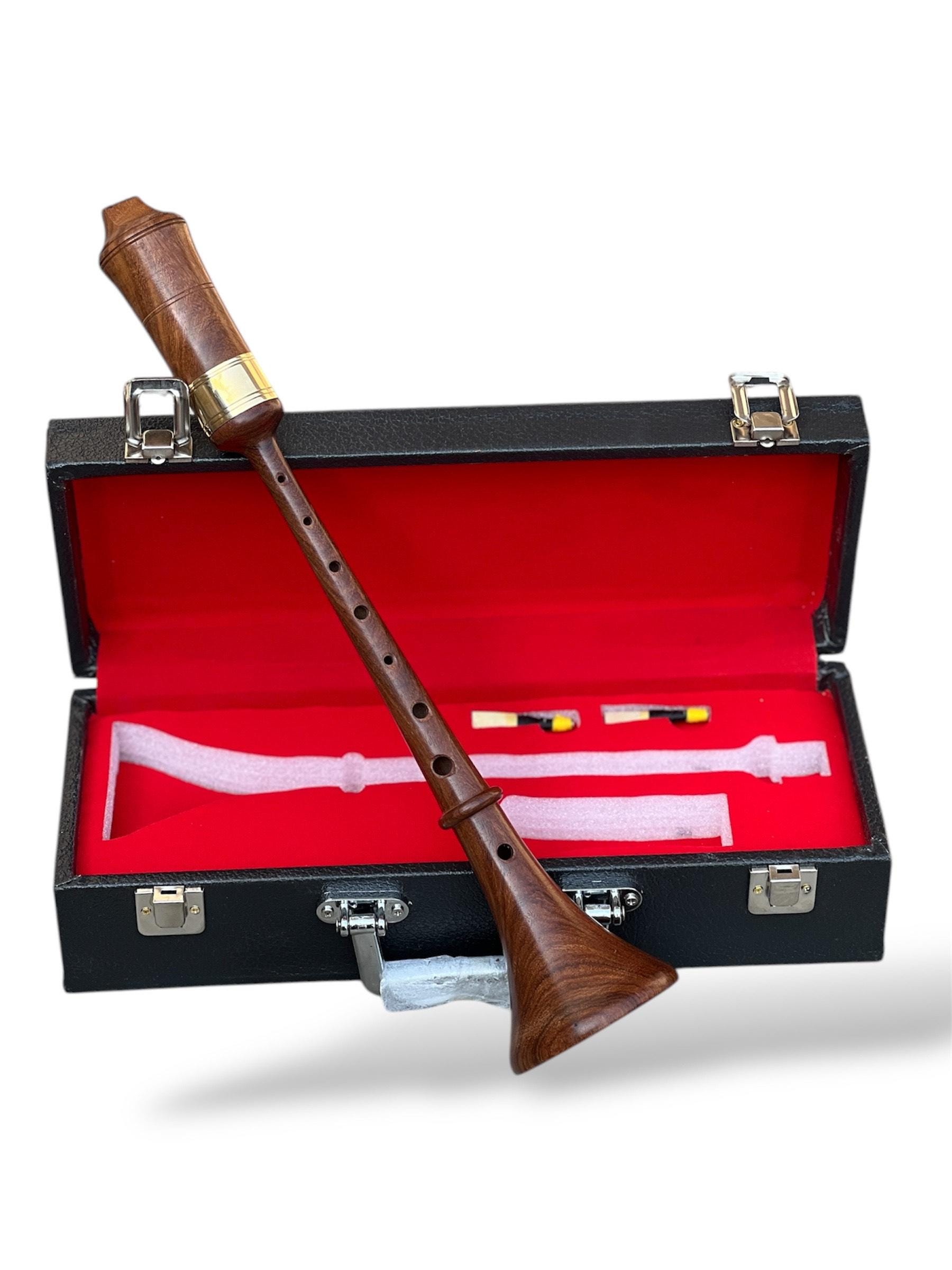 Handgefertigtes, kleines Mittelalterliches Schalmeien Instrument aus Palisander (Rosenholz).
