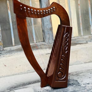 Irish 12 Strings Lyre Harp Rosewood Celtic Harp With Carry Bag, Tunning key And Nylon Mono Tech Strings