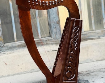 Irish 12 Strings Lyre Harp Rosewood Celtic Harp With Carry Bag, Tunning key And Nylon Mono Tech Strings