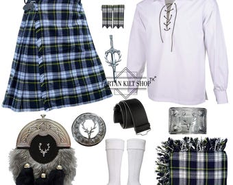 Schotse 10-delige herenkiltset met bontkilt, traditionele Highland-bruiloftkiltset Verkrijgbaar in 45+ Schotse ruiten