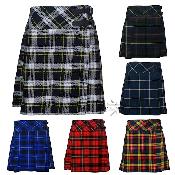 Ladies Knee Length Kilt Jupe Différents Tartans Plissé Kilts