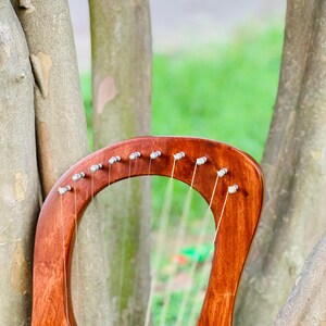 Rosewood New Flower Lyre Harp 10 Metal Strings With Extra Strings Bag and Key image 7