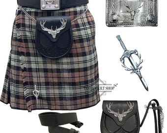 Men's Scottish 5 Pieces Kilt Outfit Wedding Stage head Kilt Set Available in 50+ Tartans