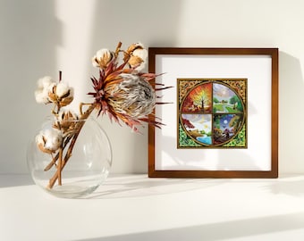 Magical House Crests for All Seasons, Printable Wall Art (Digital Download)