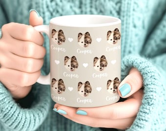 Custom Pet Portrait Coffee Mug, Personalized Dog or Cat Photo