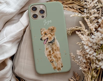 Custom Watercolor Pet Portrait Phone Case – Personalized Dog & Cat Design
