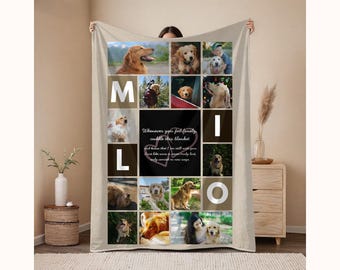 Custom Pet Portrait Blanket, Dog Memorial Gift