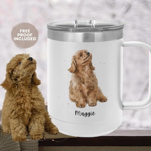 Custom Pet Portrait Tumbler, Personalized Insulated Travel Mug