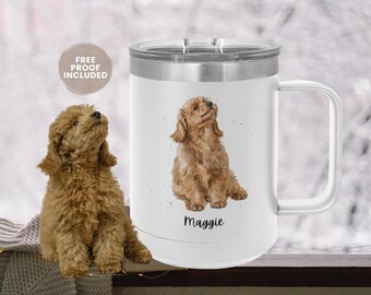 Custom Pet Portrait Tumbler, Personalized Insulated Travel Mug
