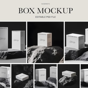 30 Papier Box Mockup Set, Bundle, Versandkarton Mockup, Karton Mockup, Quadratische Box Mockup, Kosmetikbox, Verpackungsmockup Sammlung