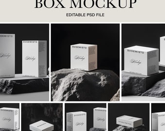 Conjunto de 30 maquetas de cajas de papel, paquete, maqueta de caja de envío, maqueta de caja de cartón, maqueta de caja cuadrada, caja de cosméticos, colección de maquetas de embalaje