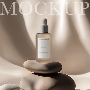 Mockup de frasco de cosméticos estéticos, embalagem cosmética elegante e minimalista, modelo PSD premium, ideal para IA de branding profissional