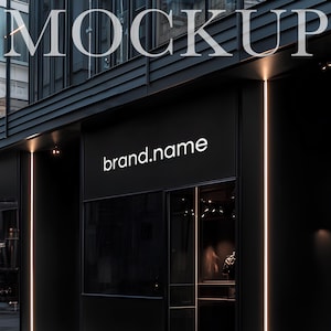 Storefront Mockup, Facade Mockup,  Shop Mockup, Elegant Storefront Facade, Window Signage Display, Beauty Salon Design, Sign, PSD Template