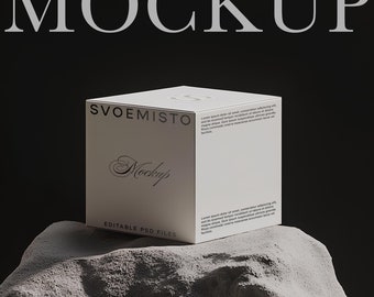 Maquetas de cajas de cosméticos, maquetas de cajas de envío, maquetas de cajas de cartón, maquetas de cajas cuadradas de color crema, maquetas de cajas, maquetas de IA