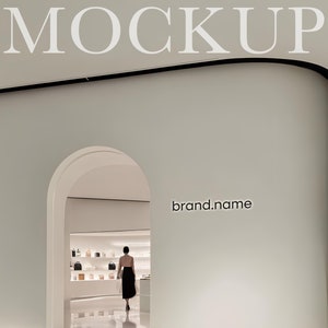 Storefront Mockup, Facade Mockup,  Shop Mockup, Elegant Storefront Facade, Window Signage Display, Beauty Salon Design, Sign, PSD Template