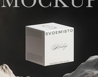 Maquetas de cajas de cosméticos, maquetas de cajas de envío, maquetas de cajas de cartón, maquetas de cajas cuadradas de color crema, maquetas de cajas, maquetas de IA