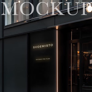 Storefront Mockup, Facade Mockup,  Shop Mockup, Elegant Storefront Facade, Window Signage Display, Beauty Salon Design, Sign, PSD Template