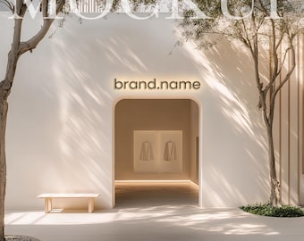 Fashion Storefront Mockup, Facade Mockup, Salon Mockup, Elegant Storefront Facade, Window Signage Display, Beauty Salon Design PSD Template