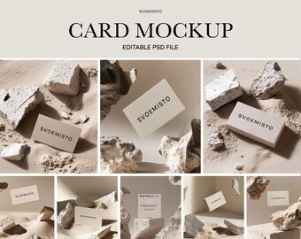 22 Business Card Mockups PSD Bundle Set , Branding Mockups, Neutral Mockup, Minimalist Card Mockup, Blank Business Card Mock AI